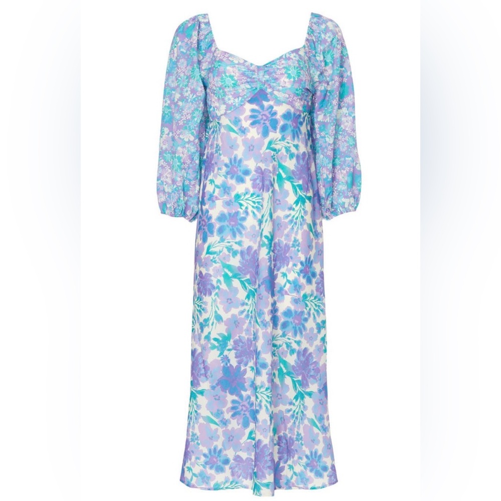 LouNa Floral Midi Slip Dress in Lavender & Aqua